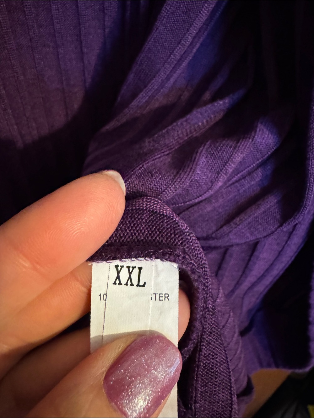 Purple Open-Front Ribbed knit Cardigan Sweater - Picture 3 of 6